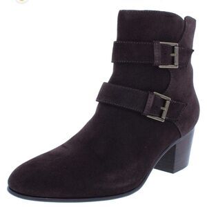 Clarks Womens Ceara Chloe Buckle Booties Brown Suede 10M Leather Casual‎ Buckles